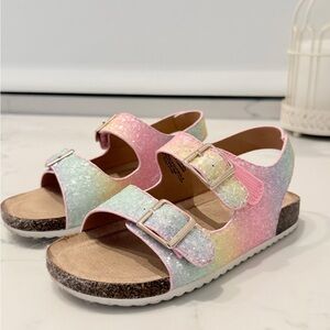 Cat & Jack Glitter Sandals - Pink and Green